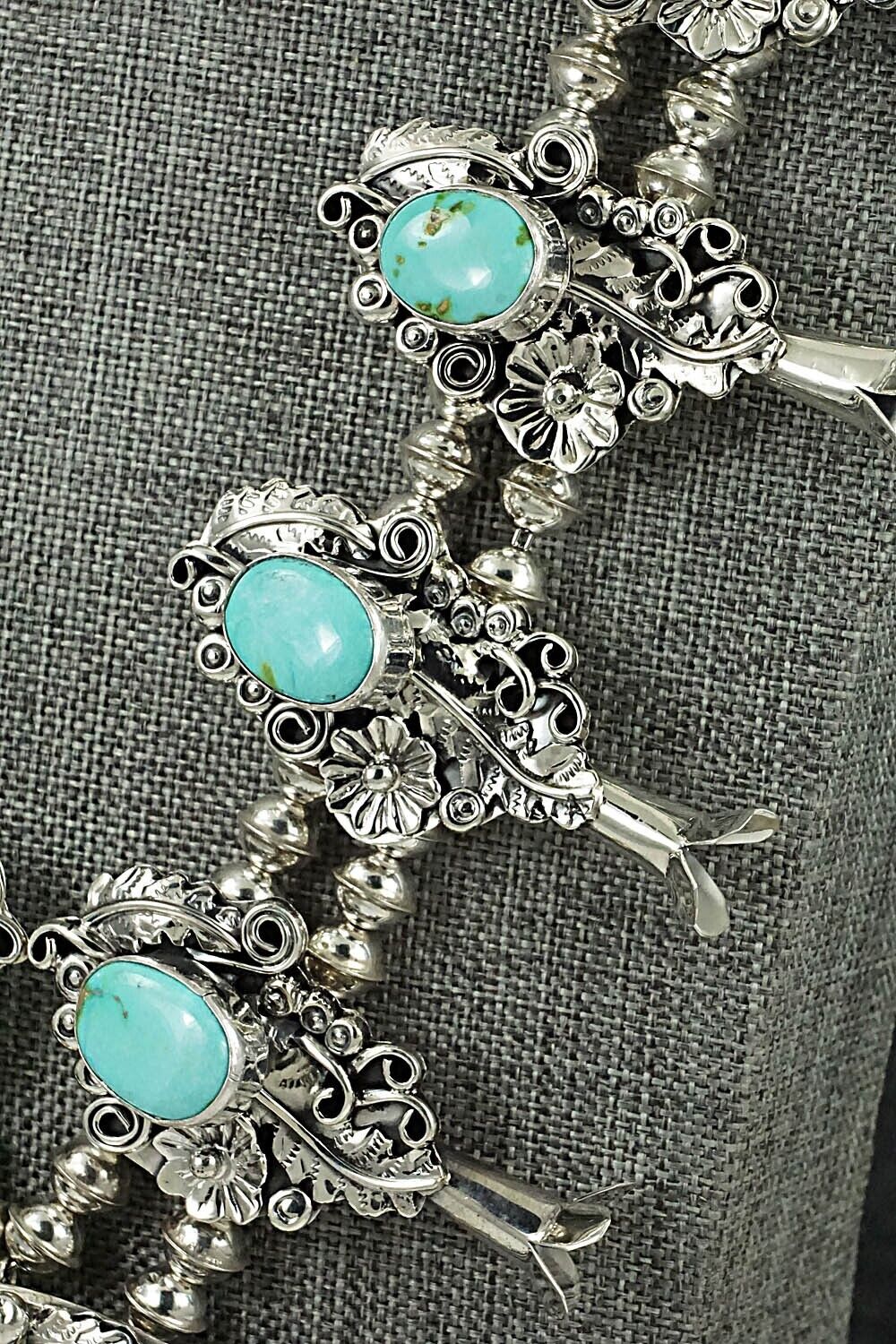 Turquoise & Sterling Silver Squash Blossom Set - Harry B. Yazzie