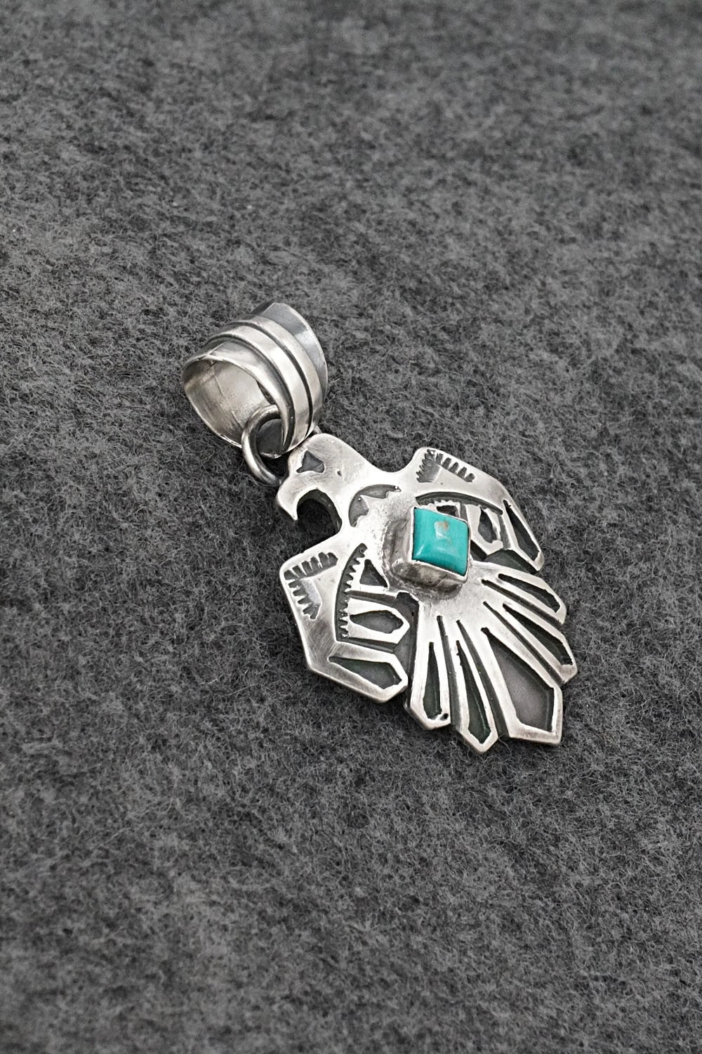 Turquoise & Sterling Silver Pendant - Jerold Joe