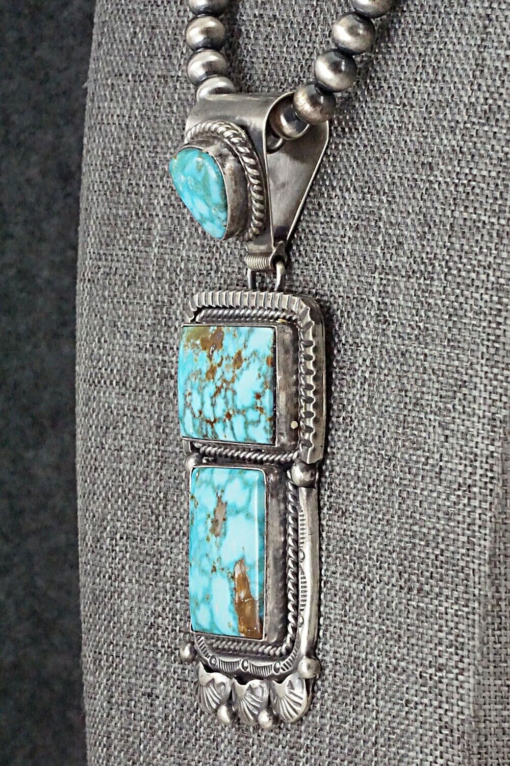 Turquoise & Sterling Silver Necklace - Raymond Delgarito