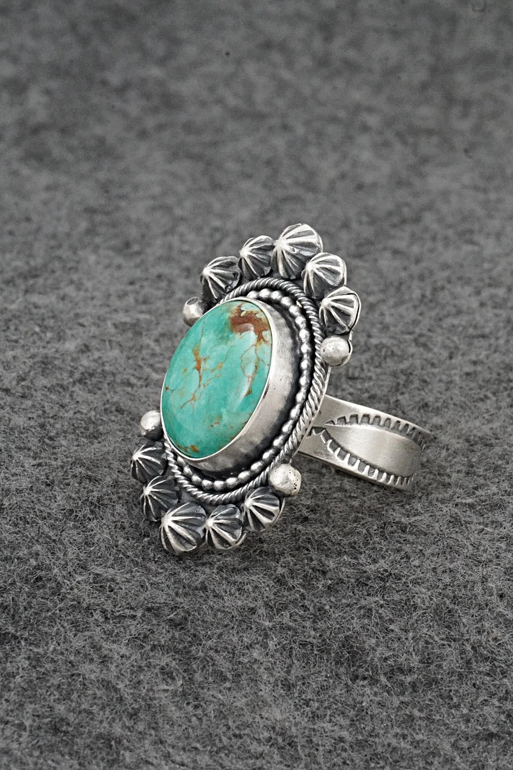 Turquoise & Sterling Silver Ring - Cordell Platero - Size Adjustable