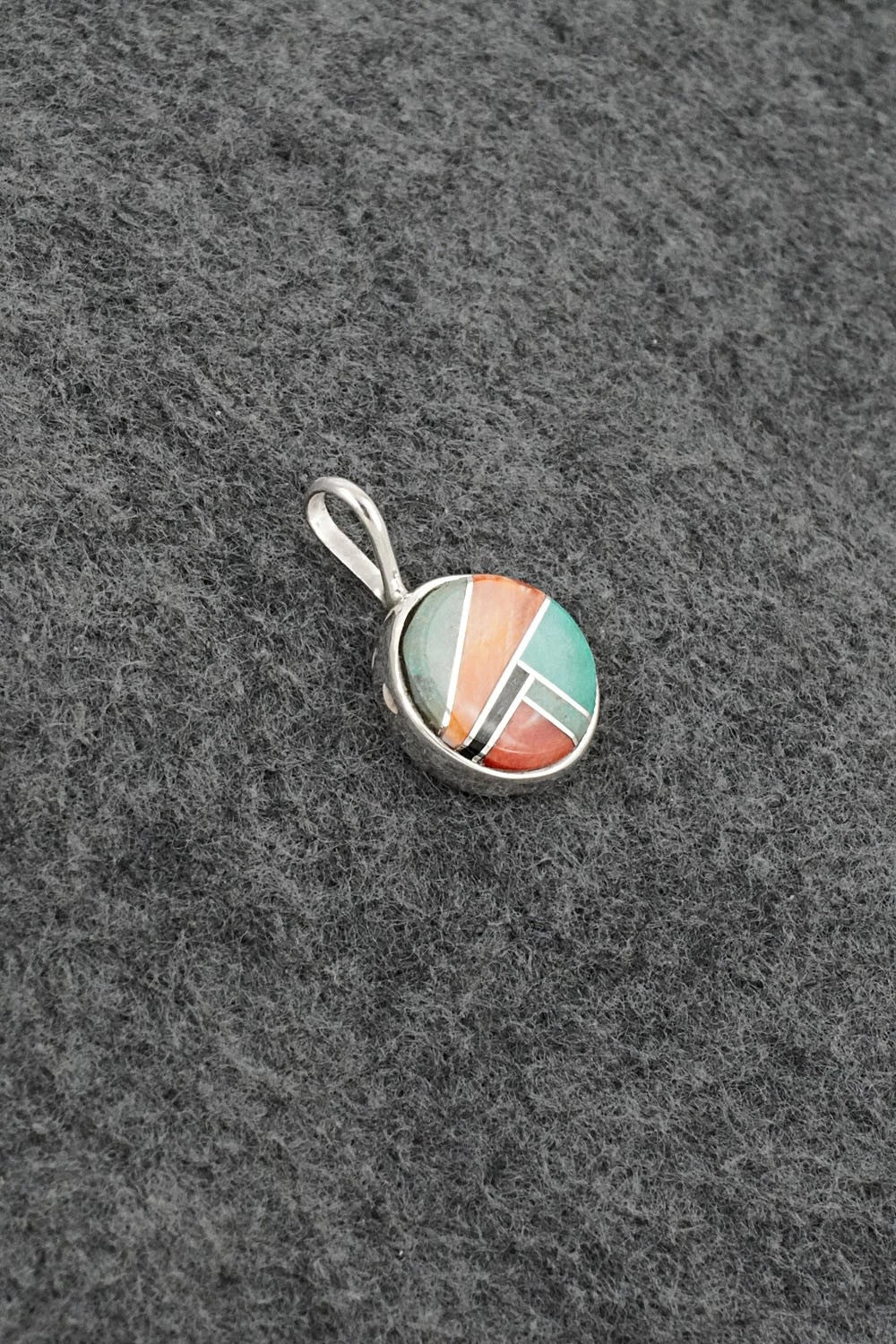 Turquoise, Spiny Oyster & Sterling Silver Pendant - Joseph Martinez