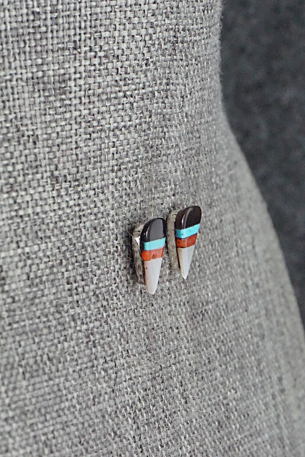 Multi-Stone & Sterling Silver Inlay Earrings - Preston Walela