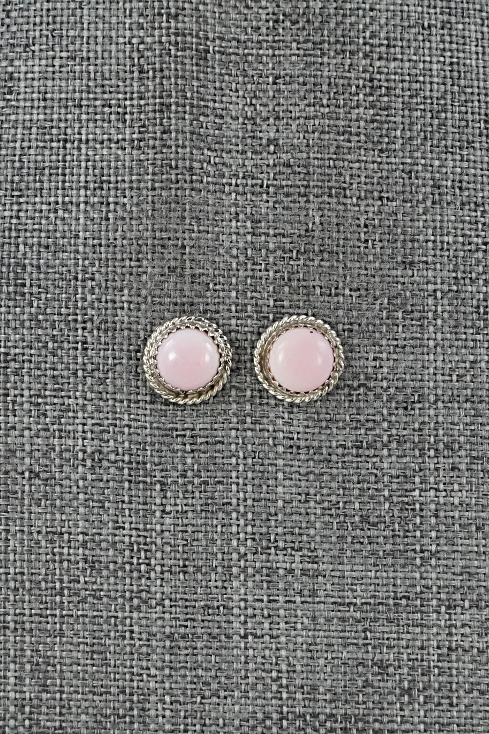 Pink Conch & Sterling Silver Earrings - Esther White