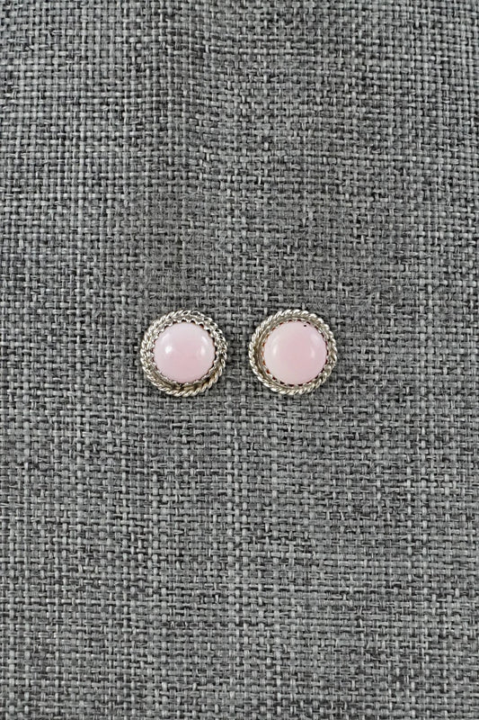 Pink Conch & Sterling Silver Earrings - Esther White