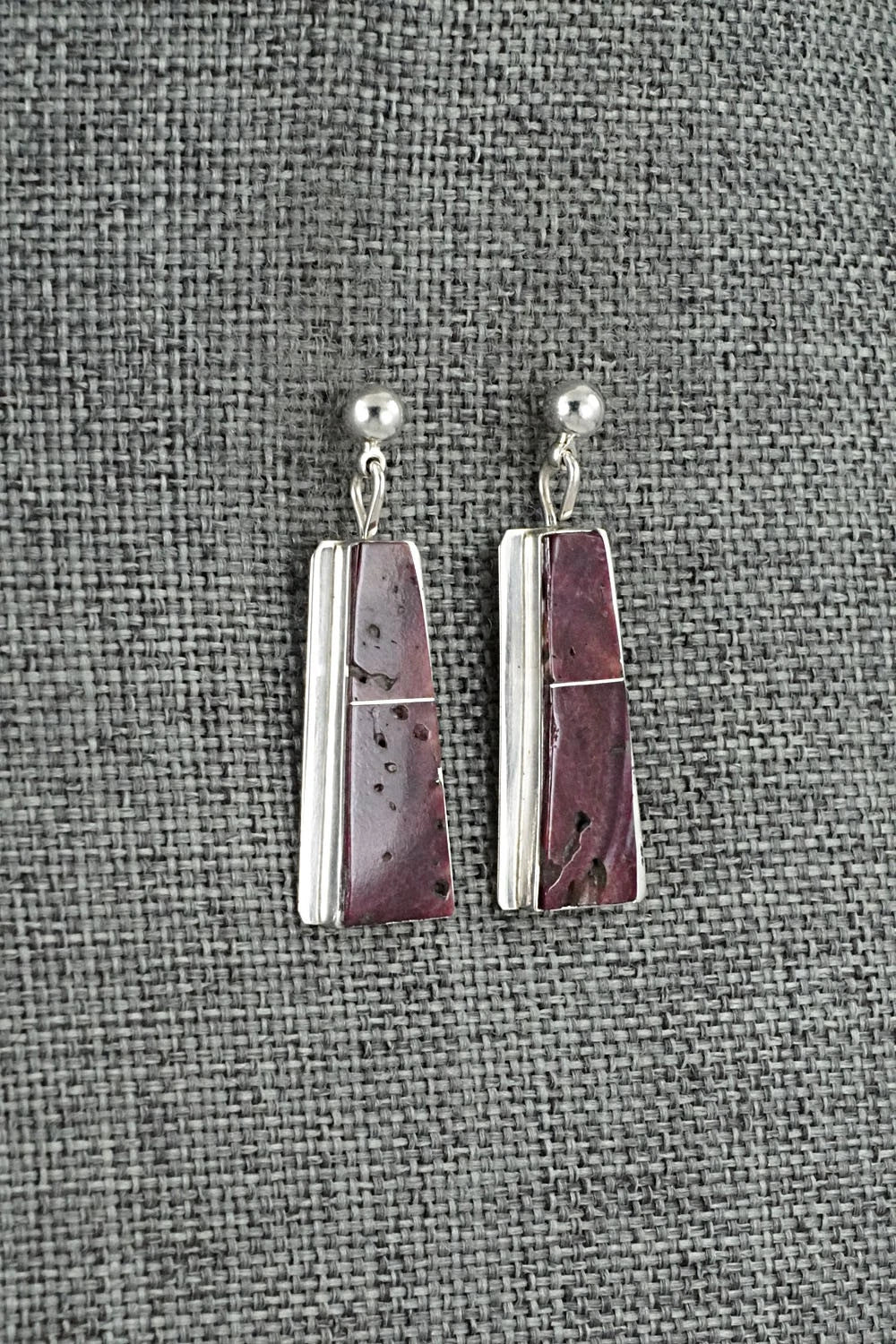 Spiny Oyster & Sterling Silver Earrings - Brenda Pete