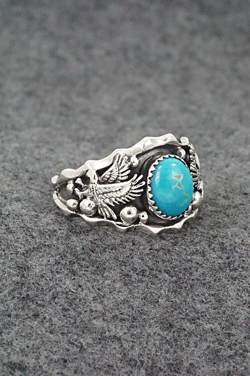 Turquoise & Sterling Silver Ring - Genevieve Francisco - Size 14