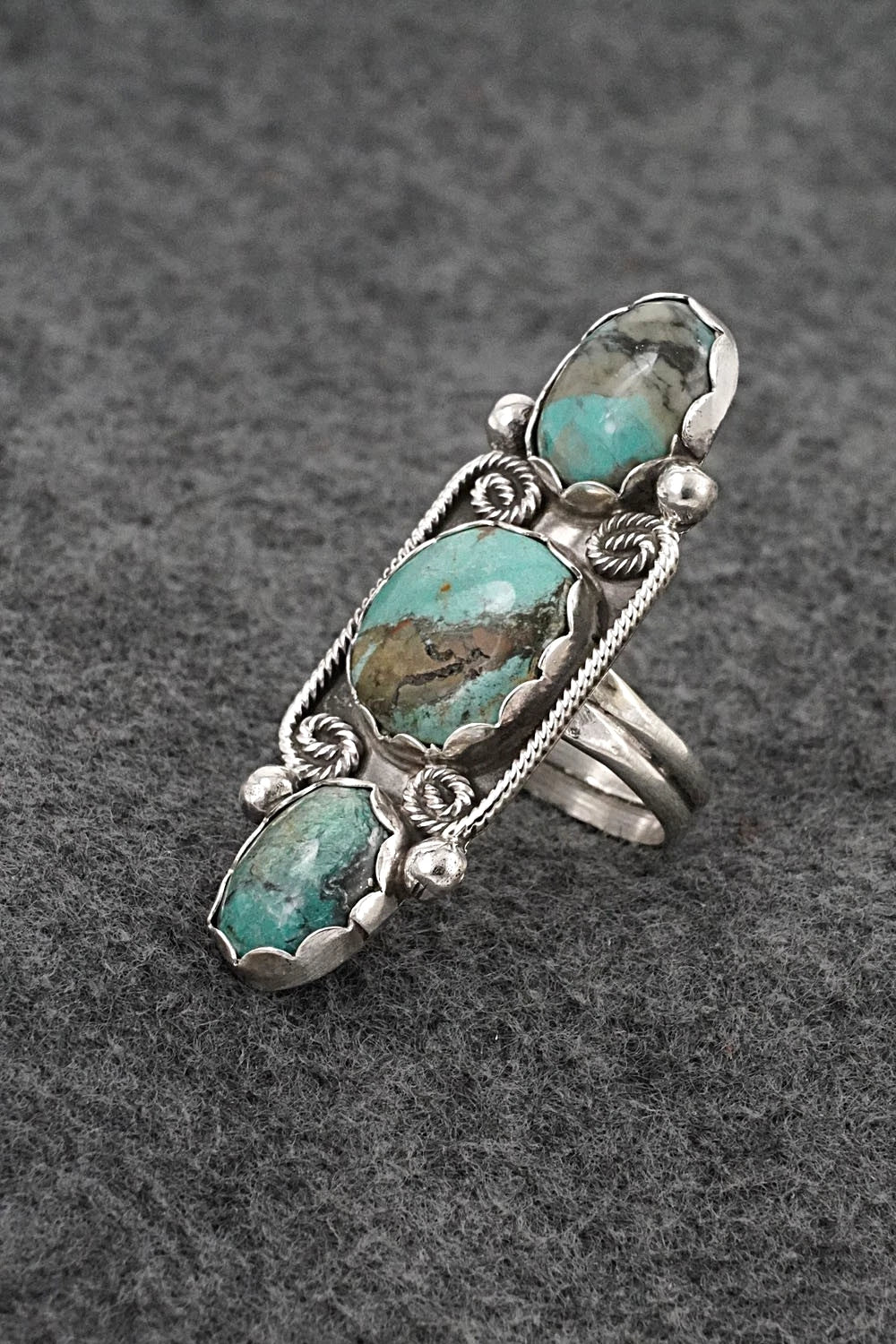 Turquoise & Sterling Silver Ring - Priscilla Reeder - Size 8.5