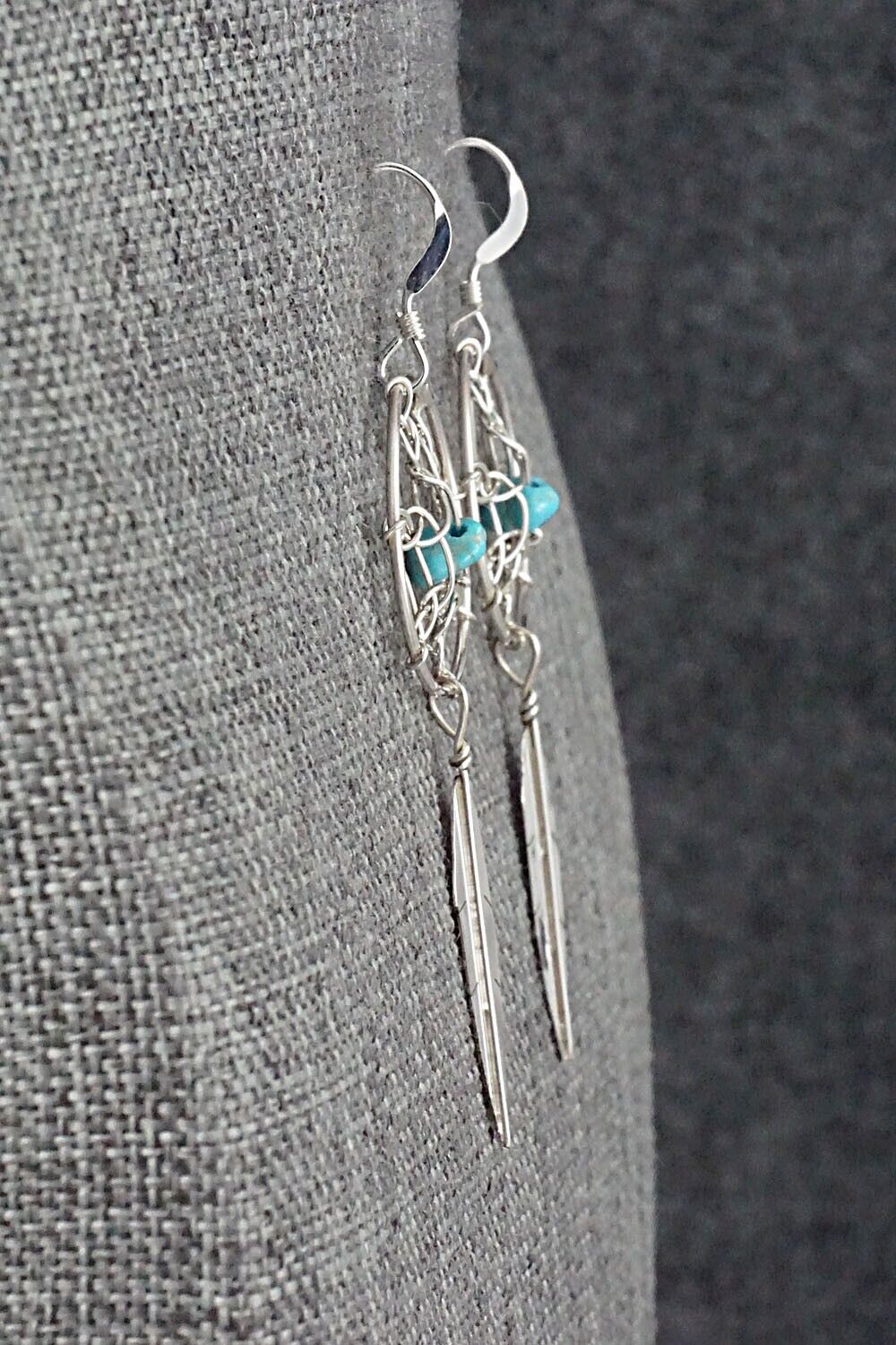 Turquoise & Sterling Silver Earrings - Lorenzo Arviso Jr.