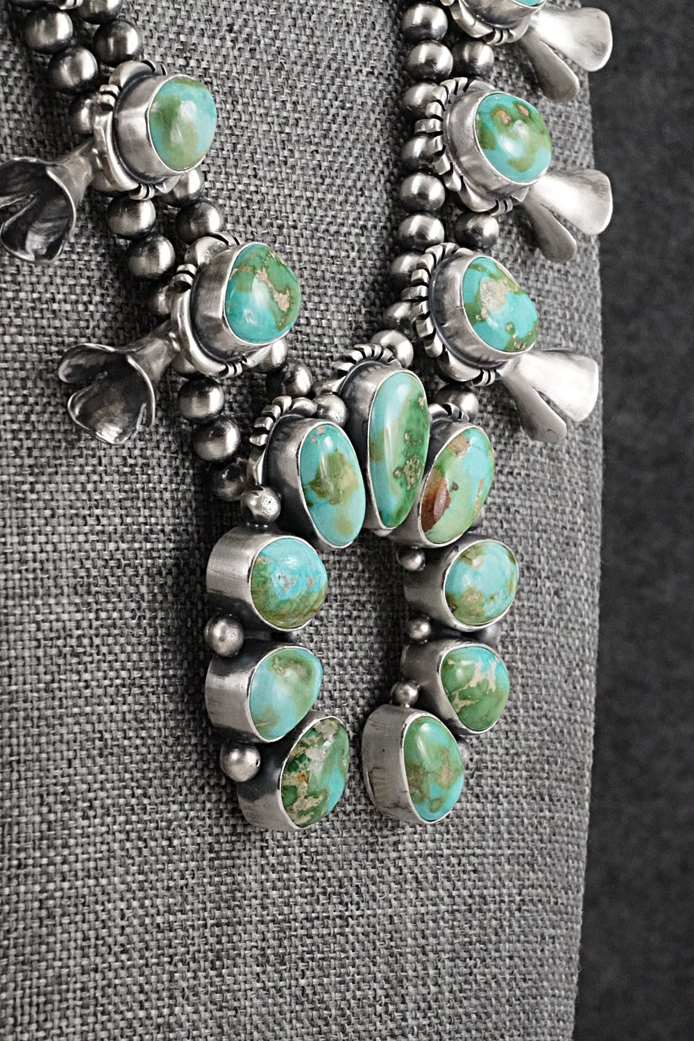 Turquoise & Sterling Silver Squash Blossom Set - Mark Yazzie