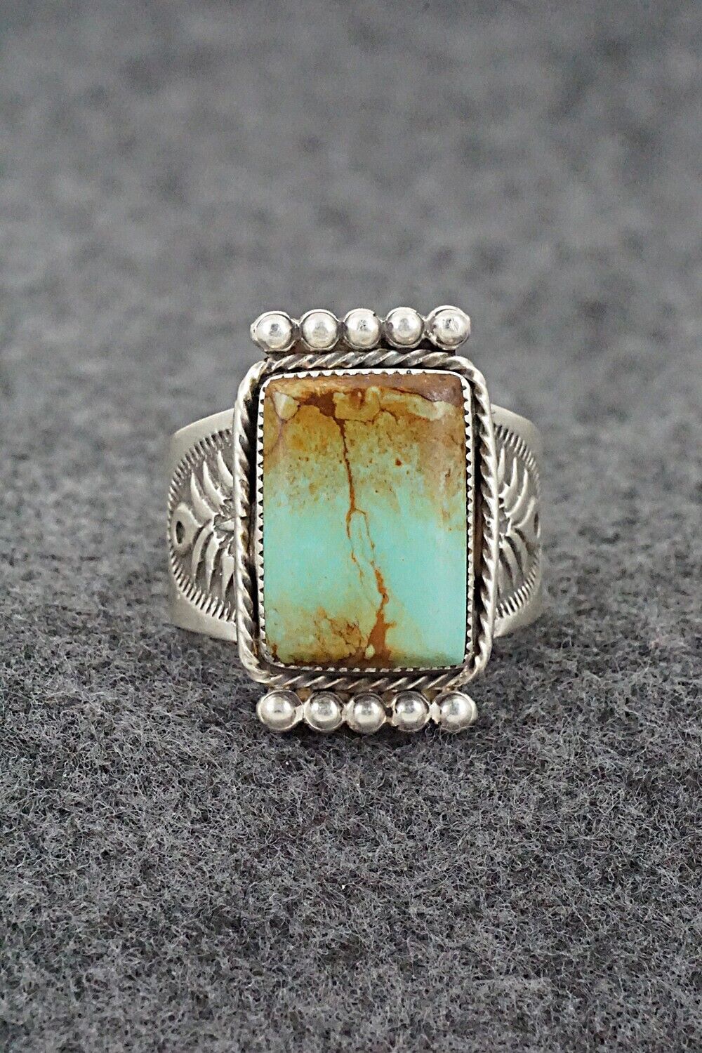 Turquoise & Sterling Silver Ring - Adrienne Gordon - Size 10.25