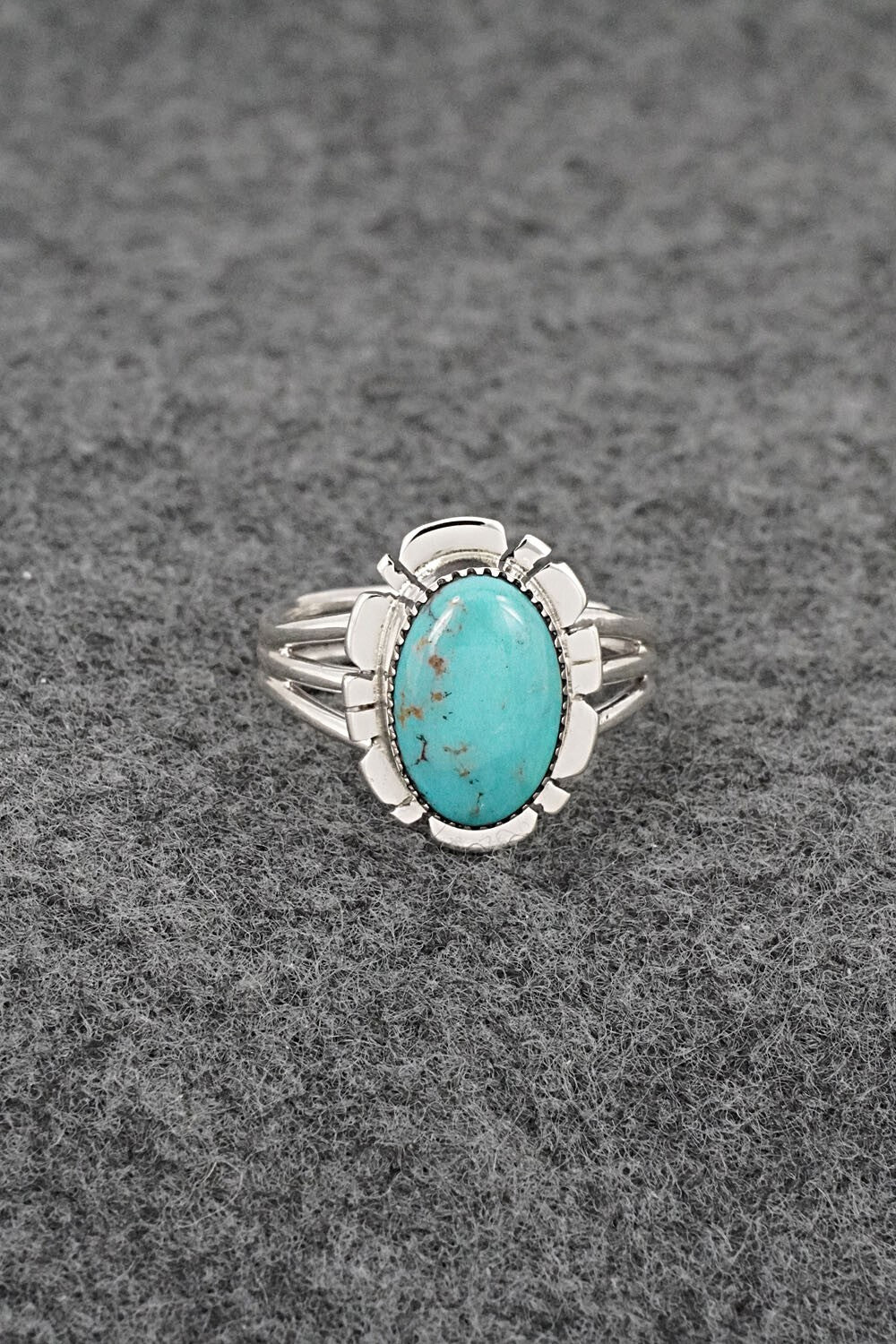 Turquoise & Sterling Silver Ring - Leona Delgarito - Size 6.25