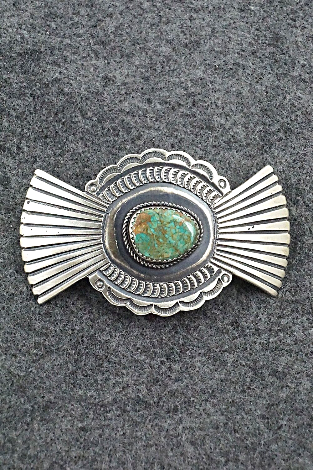 Turquoise & Sterling Silver Hair Barrette - Martha Cayatineto