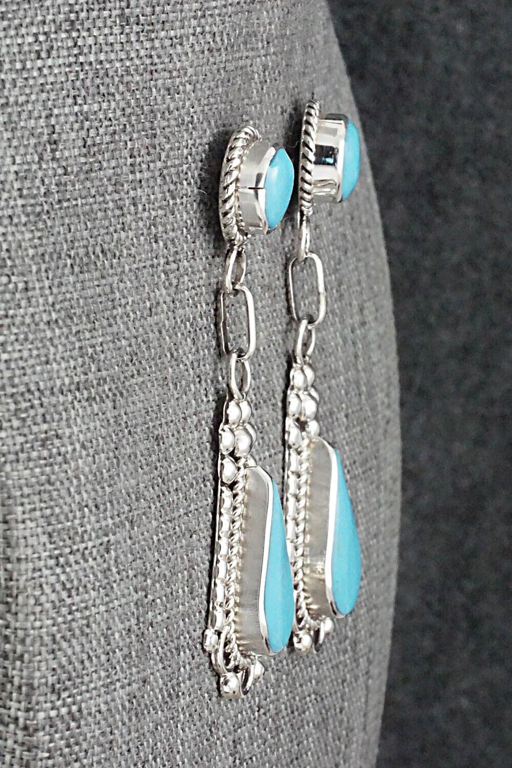 Turquoise & Sterling Silver Earrings - Juanita Yatsatie