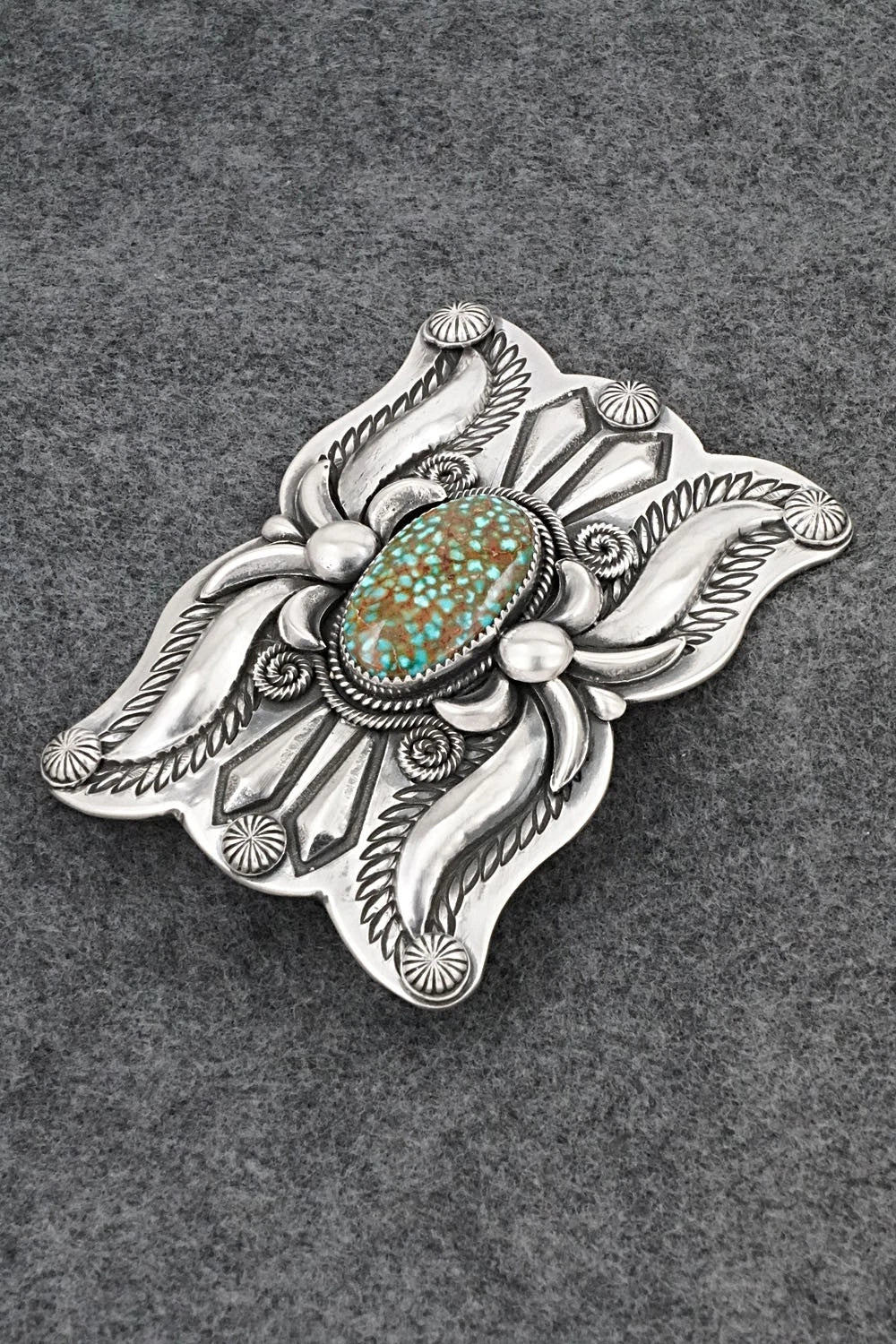 Turquoise & Sterling Silver Belt Buckle - Delbert Gordon