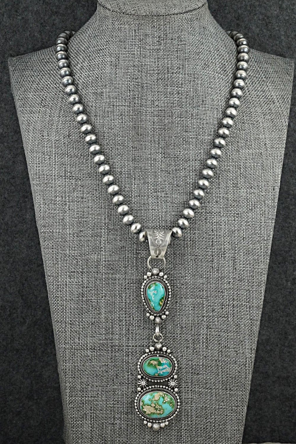 Turquoise & Sterling Silver Necklace - Tom Lewis