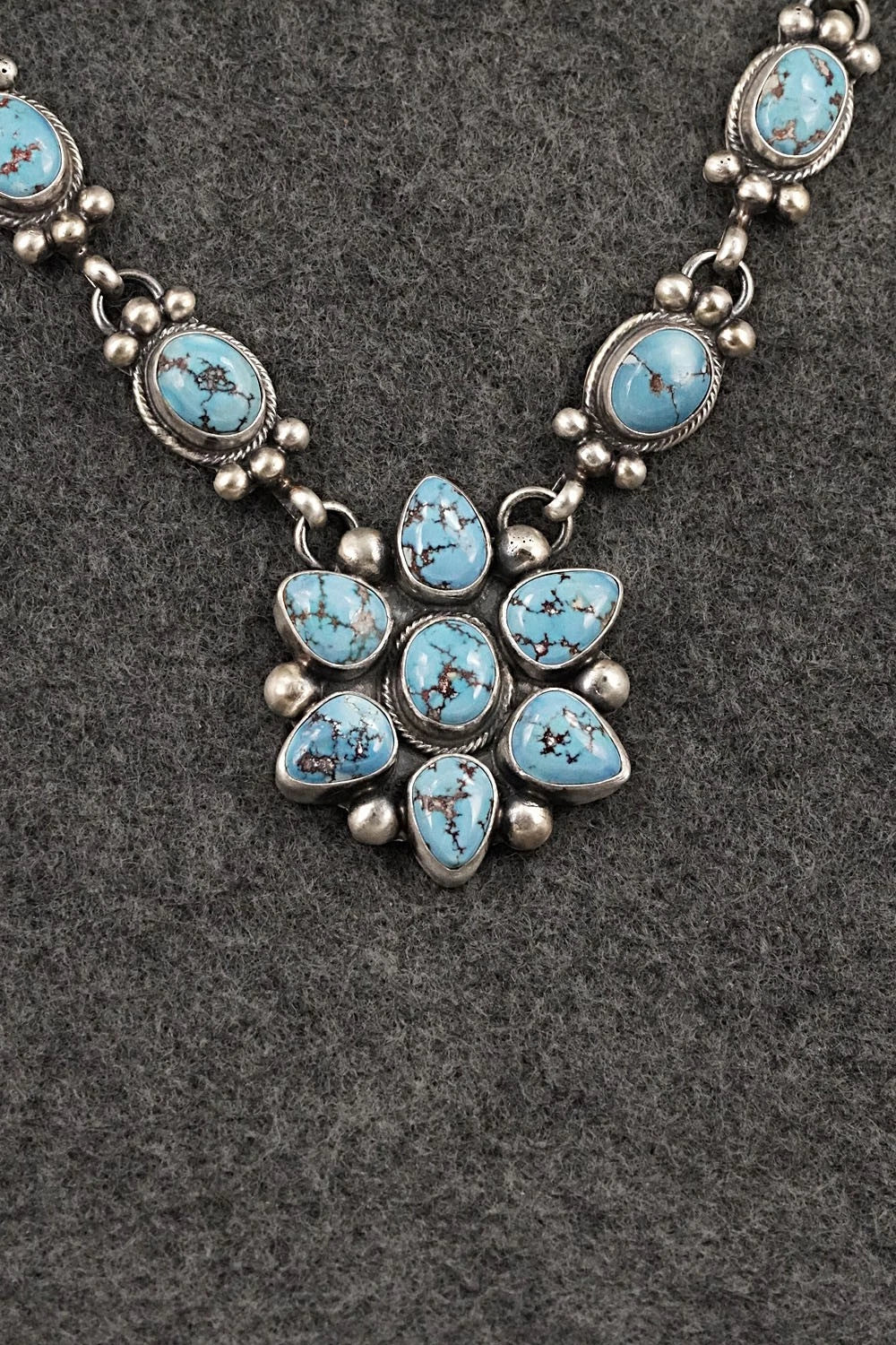 Turquoise & Sterling Silver Necklace and Earrings Set - Kathleen Livingston