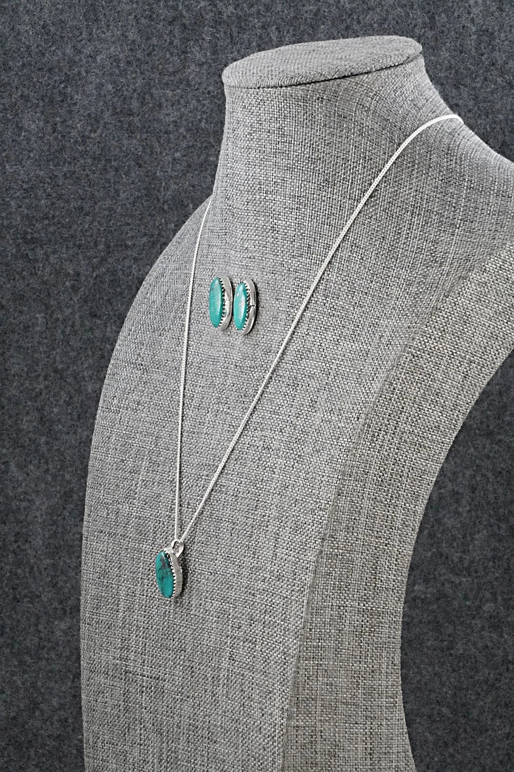 Turquoise & Sterling Silver Necklace and Earrings Set - Murray Hannaweeka