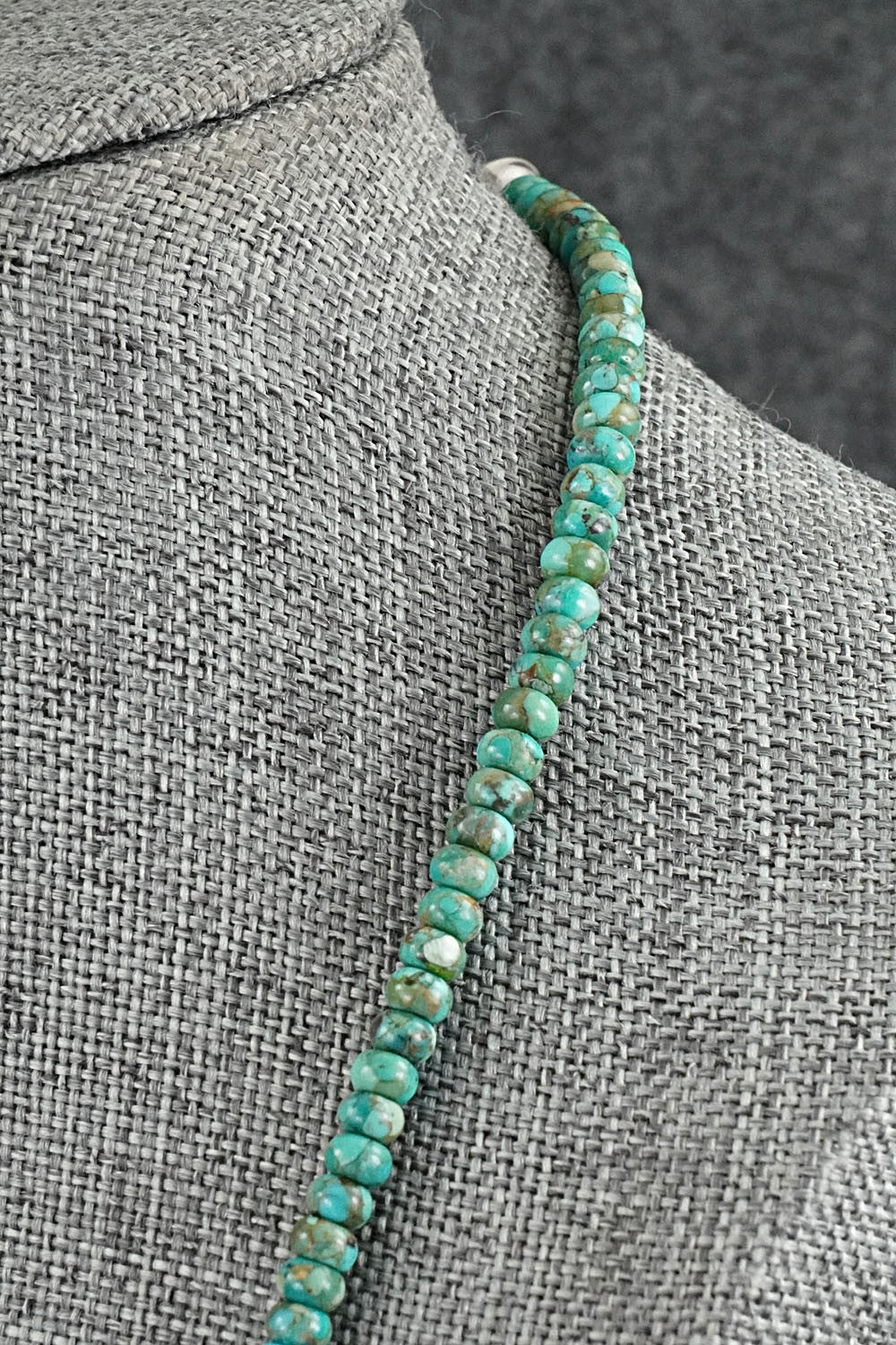 Turquoise, Spiny Oyster & Sterling Silver Necklace 19" - Helen Tsosie