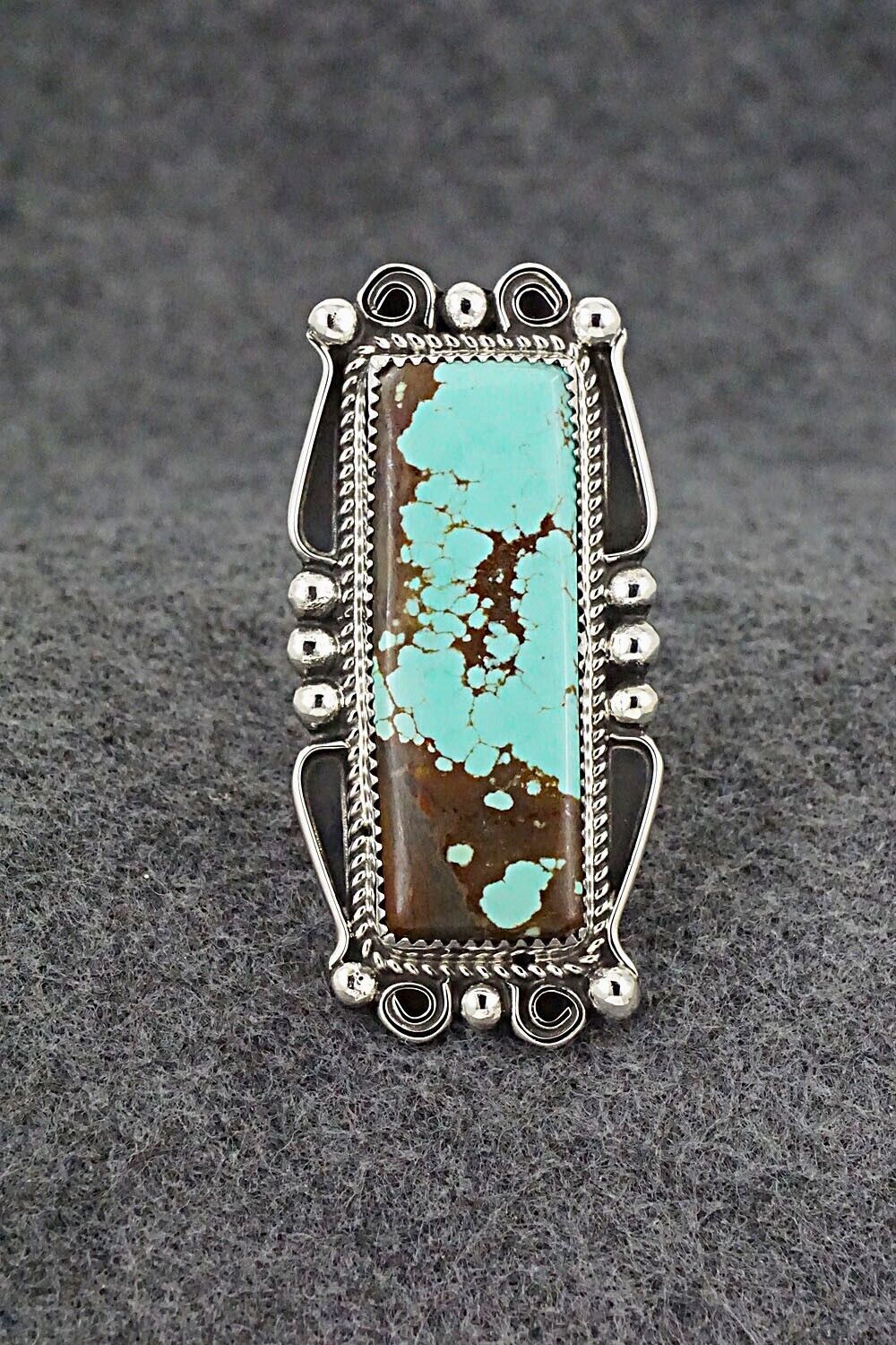 Turquoise & Sterling Silver Ring - Leslie Nez - Size 10