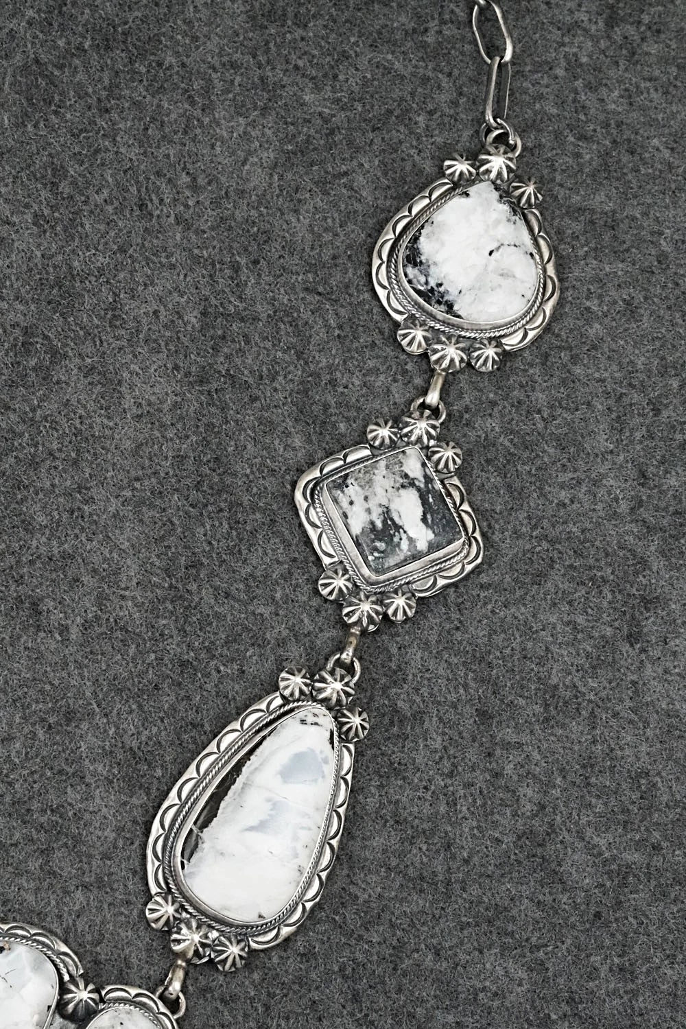 White Buffalo & Sterling Silver Necklace and Earrings Set - Paul Livingston