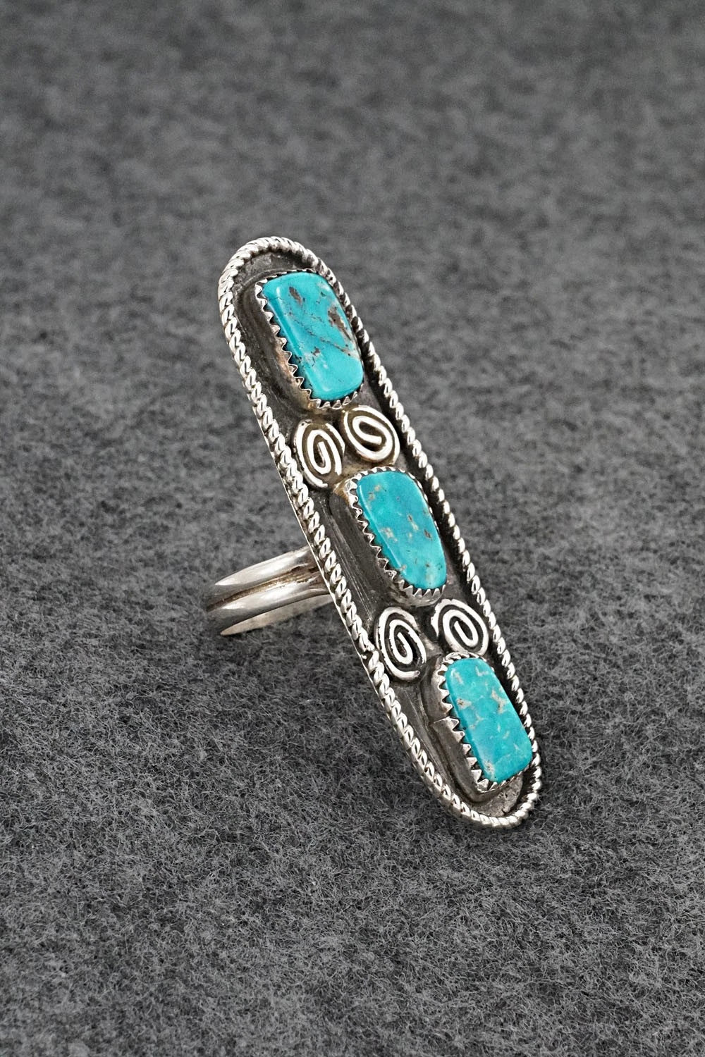 Turquoise & Sterling Silver Ring - Priscilla Reeder - Size 7.5