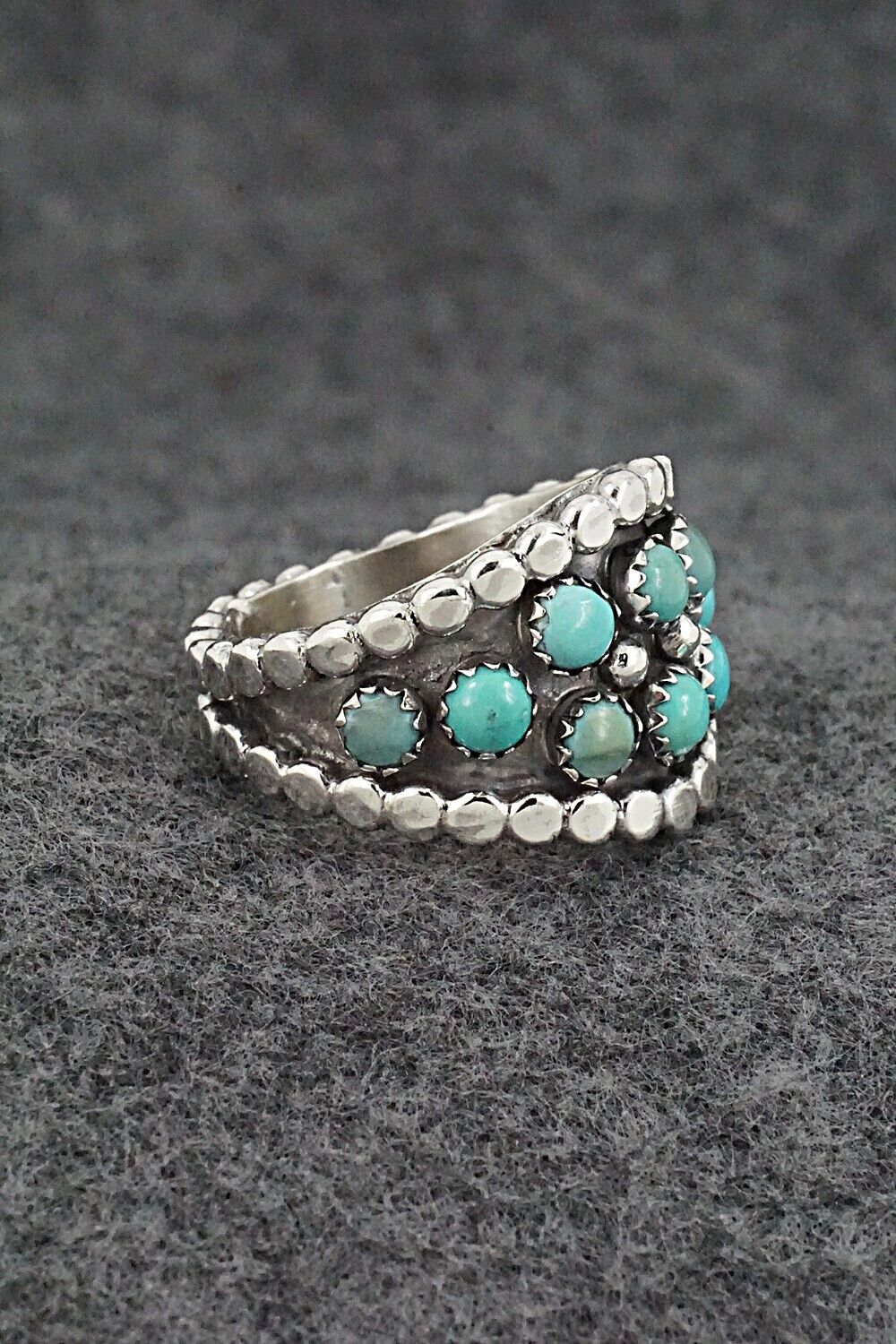Turquoise & Sterling Silver Ring - Kenny Lonjose - Size 9