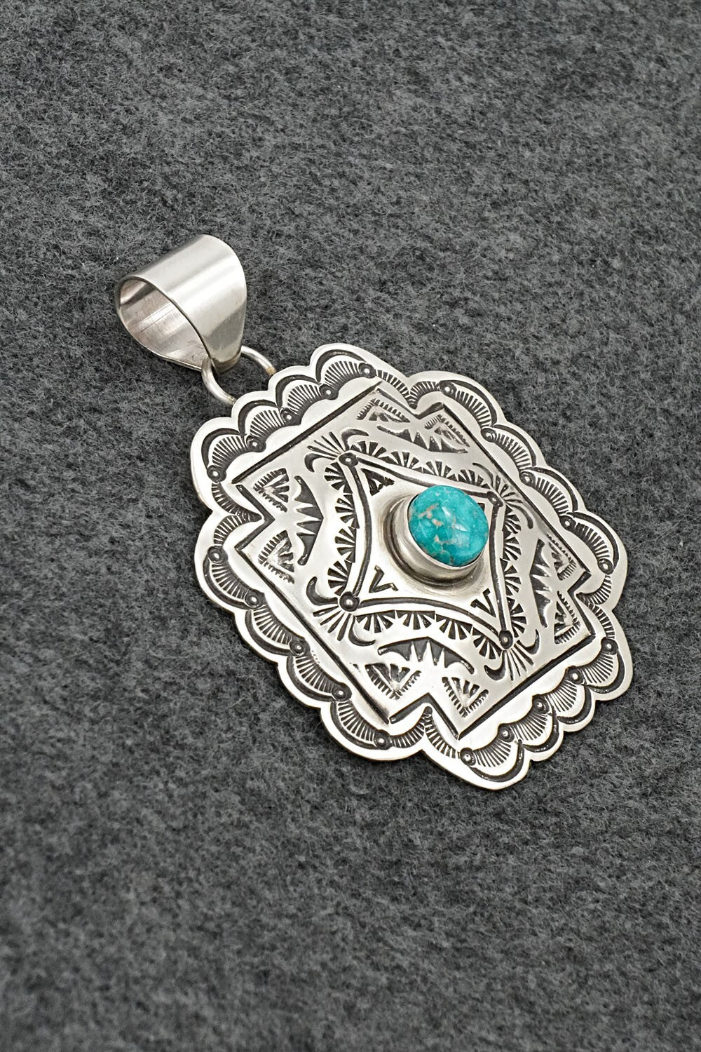Turquoise & Sterling Silver Pendant - Arnold Blackgoat
