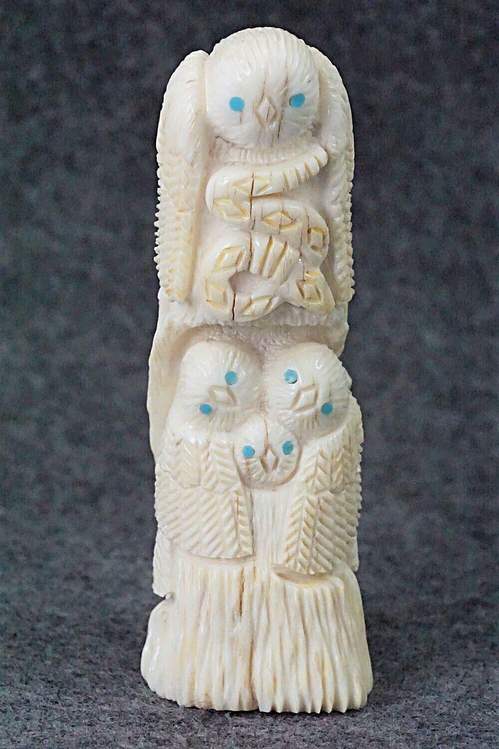 Owls & Rattlesnake Zuni Fetish Carving - Destry Siutza