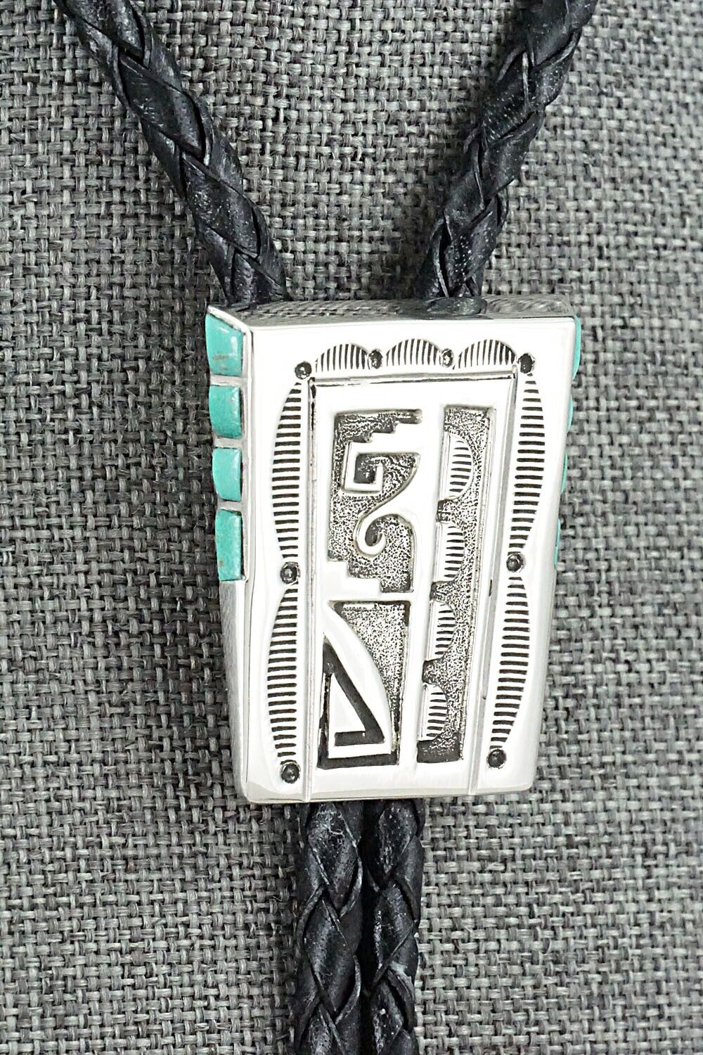 Turquoise & Sterling Silver Bolo Tie - Leonard Jim