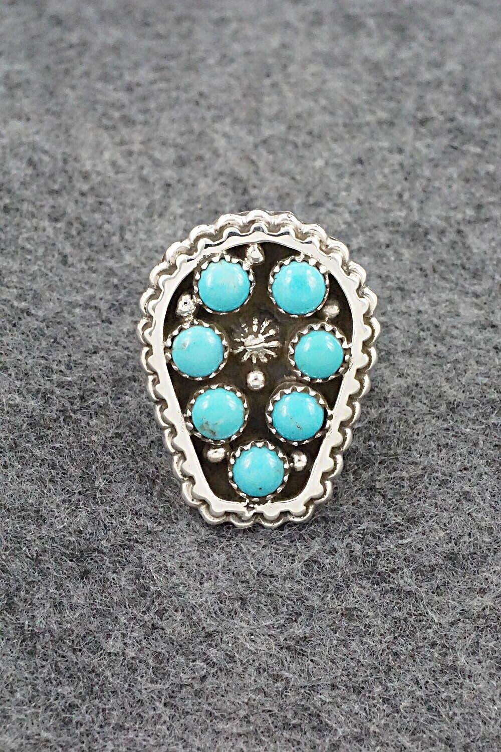 Turquoise & Sterling Silver Ring - Kenny Lonjose - Size 7.75