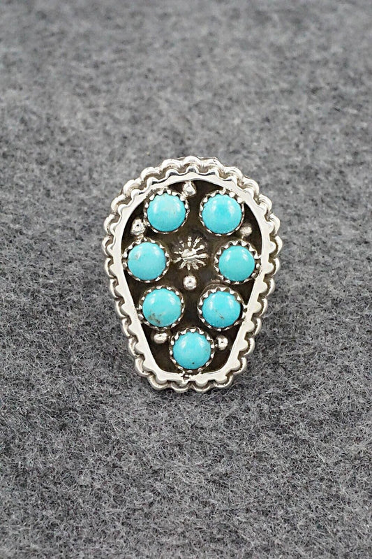 Turquoise & Sterling Silver Ring - Kenny Lonjose - Size 7.75