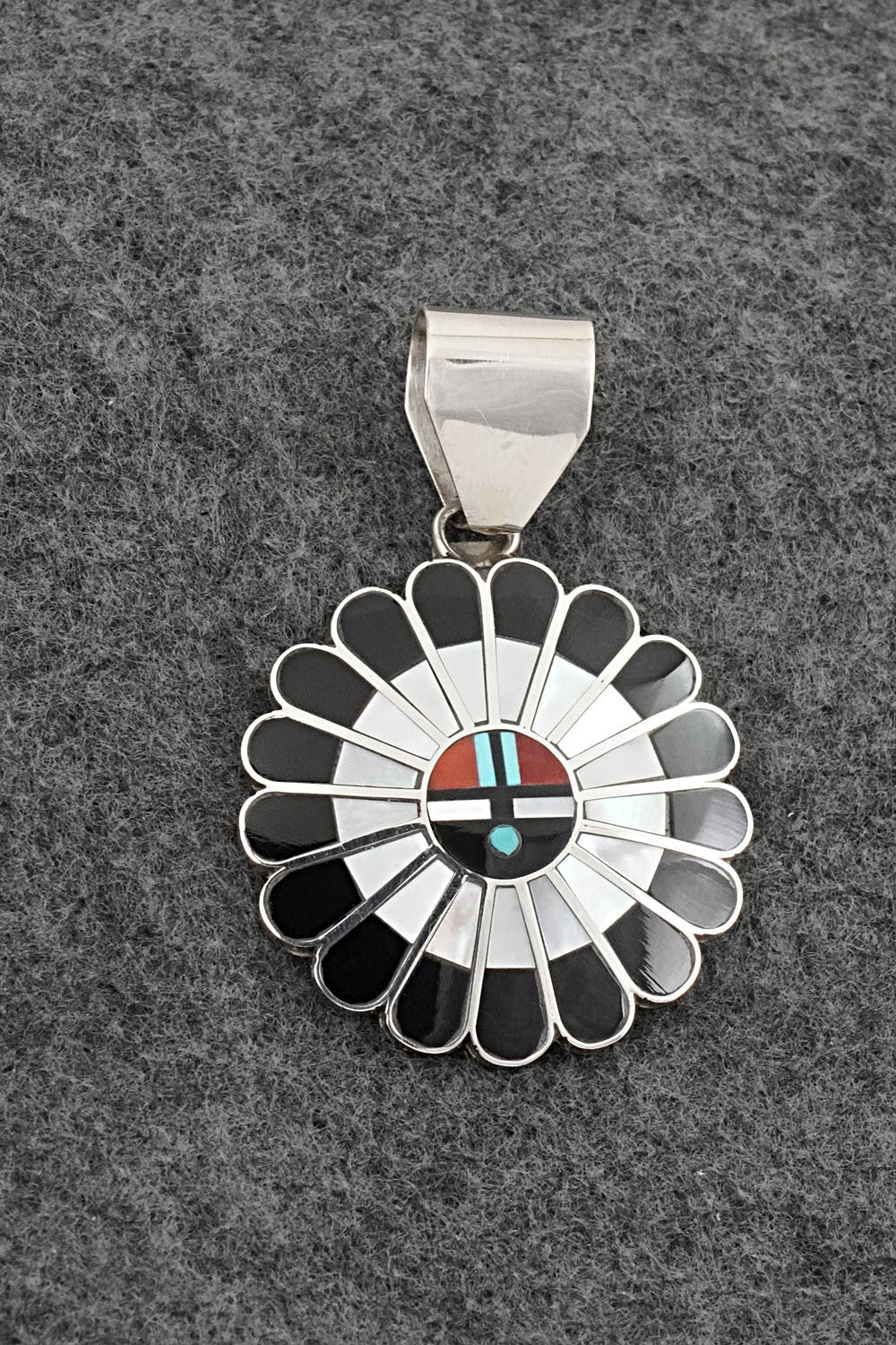 Multi-Stone & Sterling Silver Inlay Pendant - April Unkestine