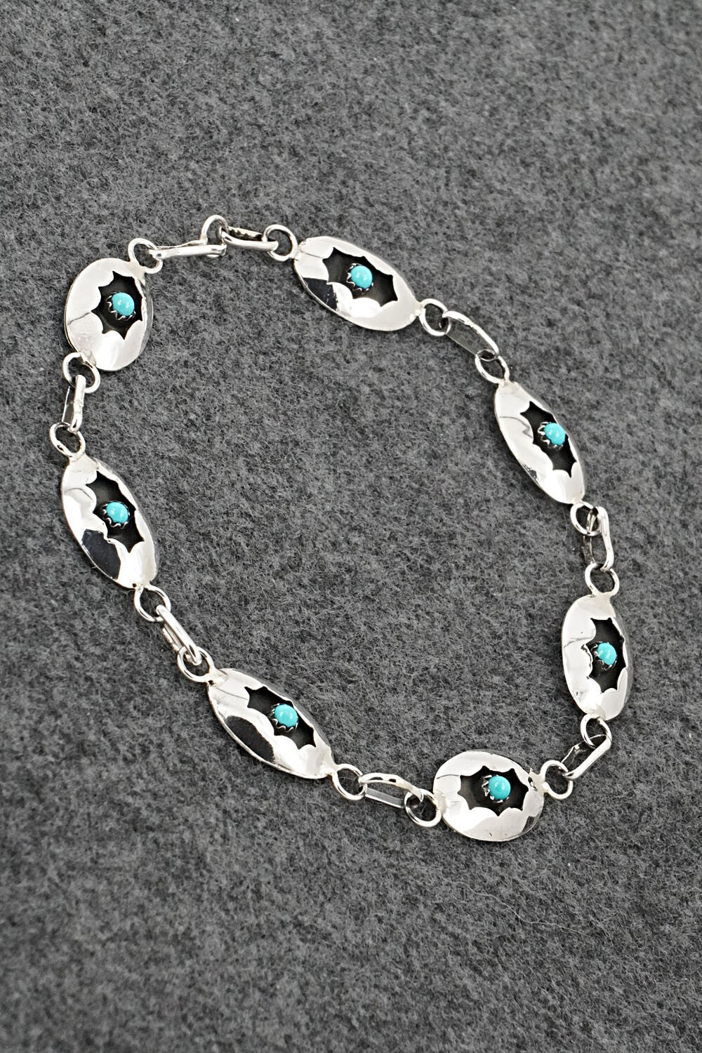 Turquoise & Sterling Silver Link Bracelet - David Morgan