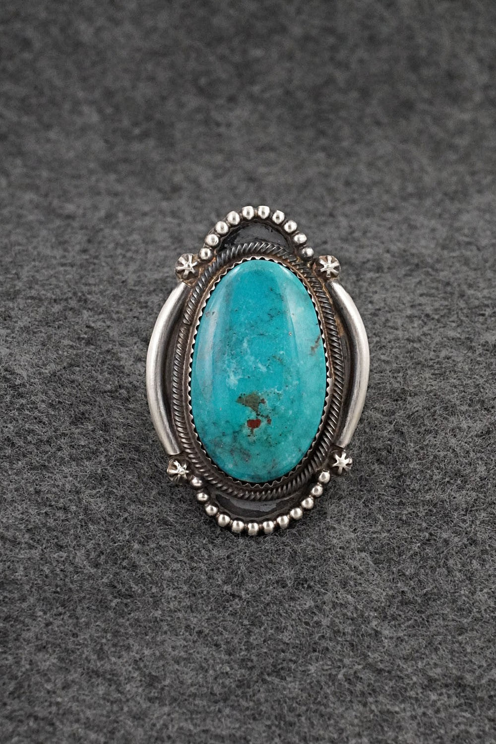 Turquoise & Sterling Silver Ring - Leslie Nez - Size 9.5