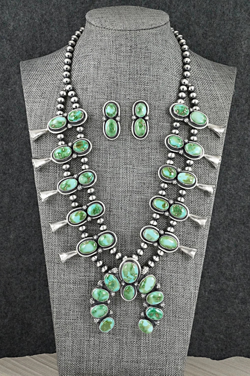 Turquoise & Sterling Silver Squash Blossom Set - Darrin Livingston