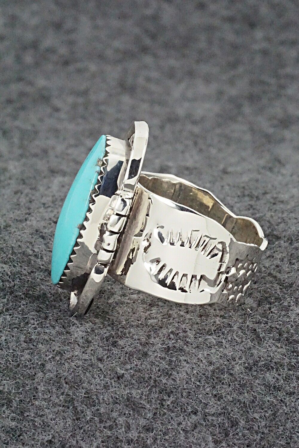 Turquoise & Sterling Silver Ring - Sheena Jack - Size 7.5