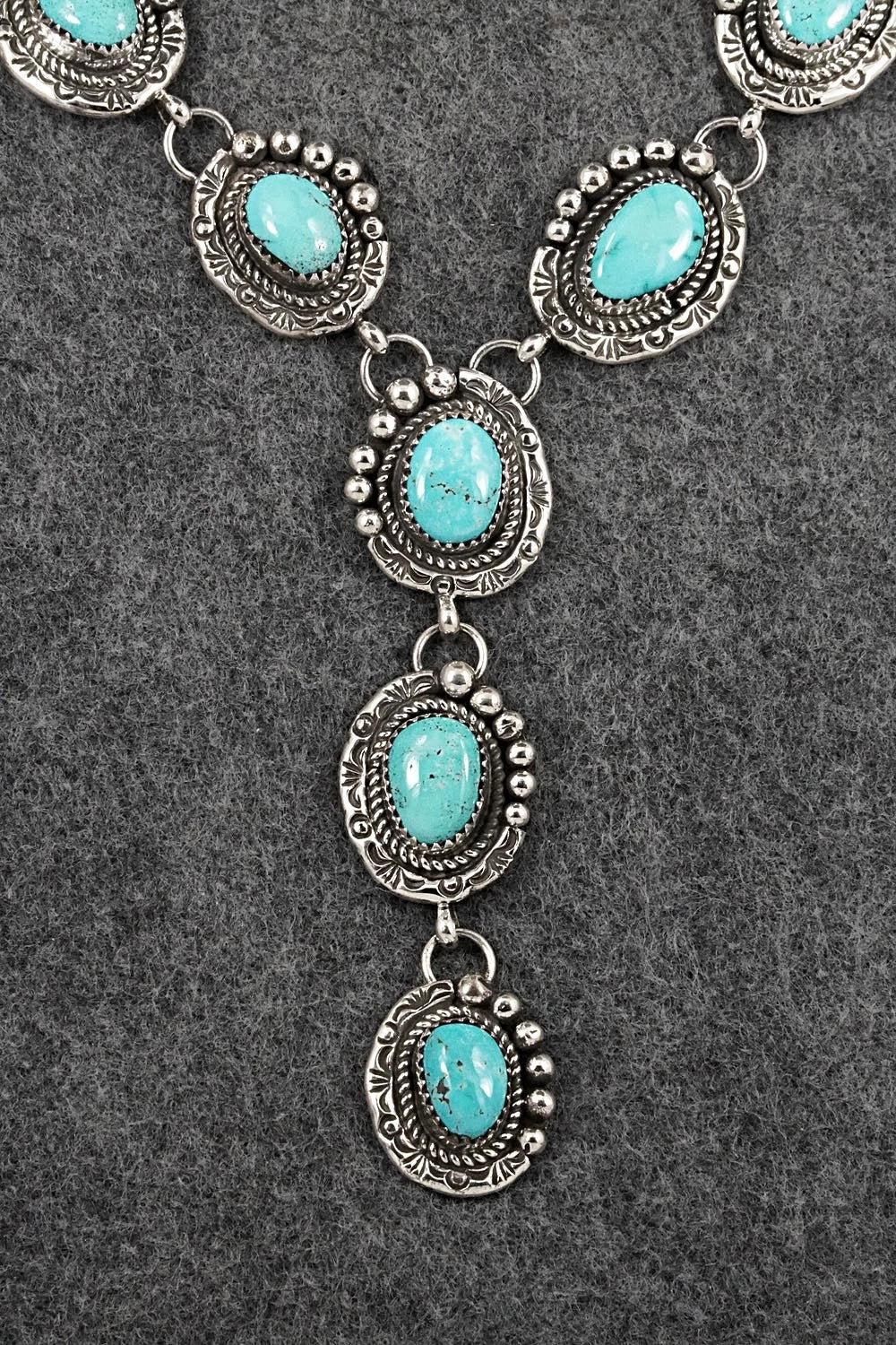 Turquoise & Sterling Silver Necklace and Earrings Set - Phil Nez