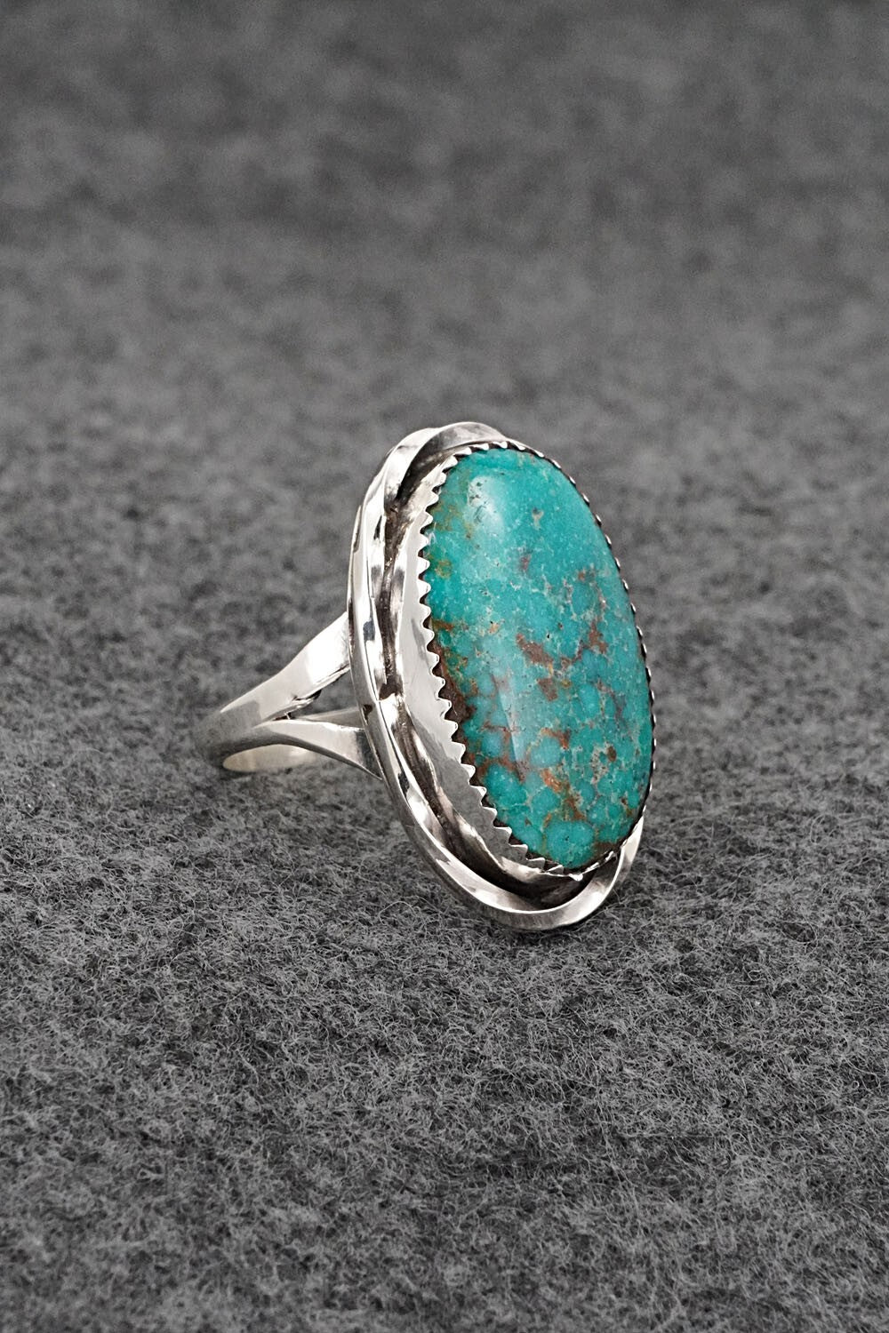 Turquoise & Sterling Silver Ring - Ernest Hawthorne - Size 8