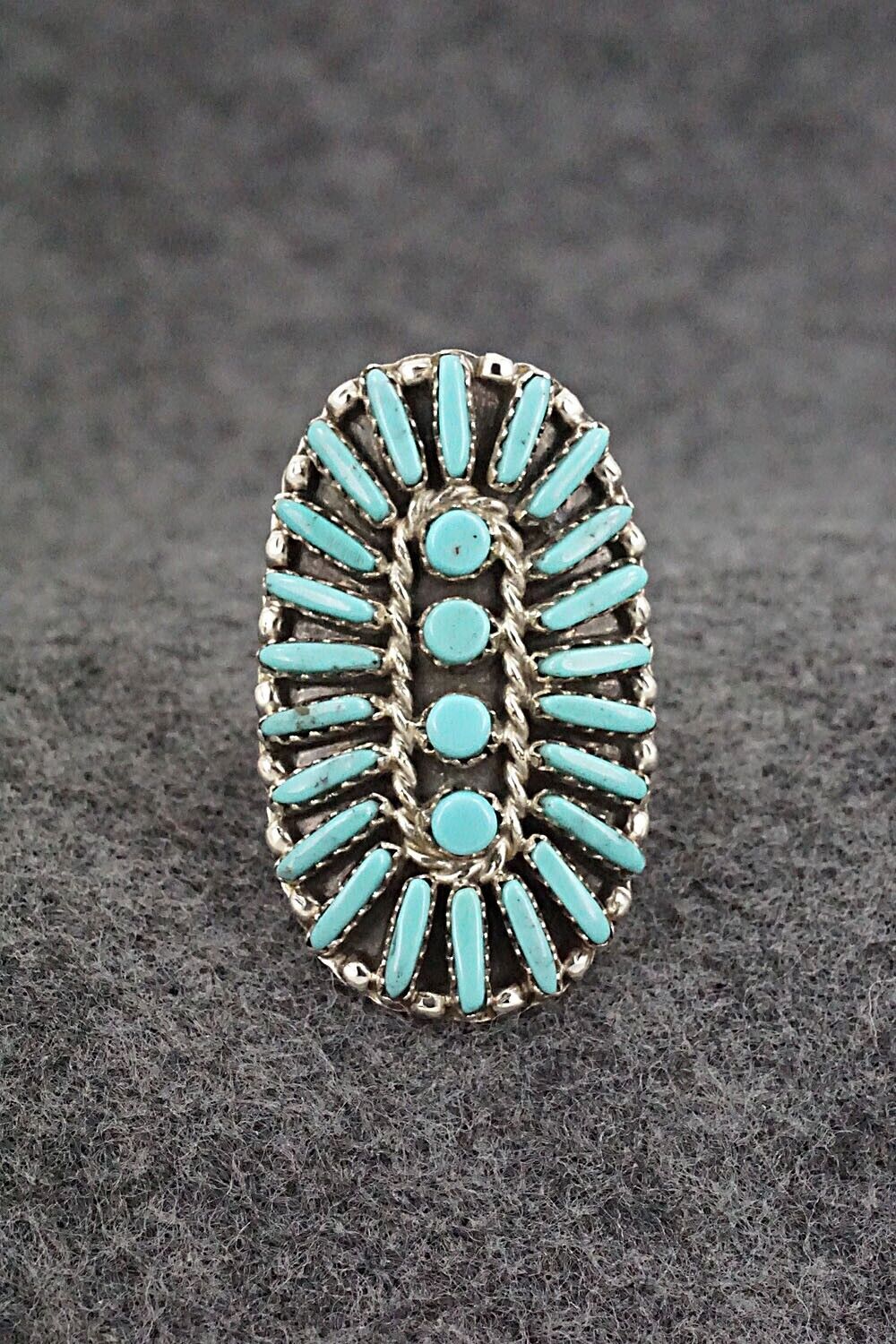 Turquoise & Sterling Silver Ring - Charlie John - Size 8.5