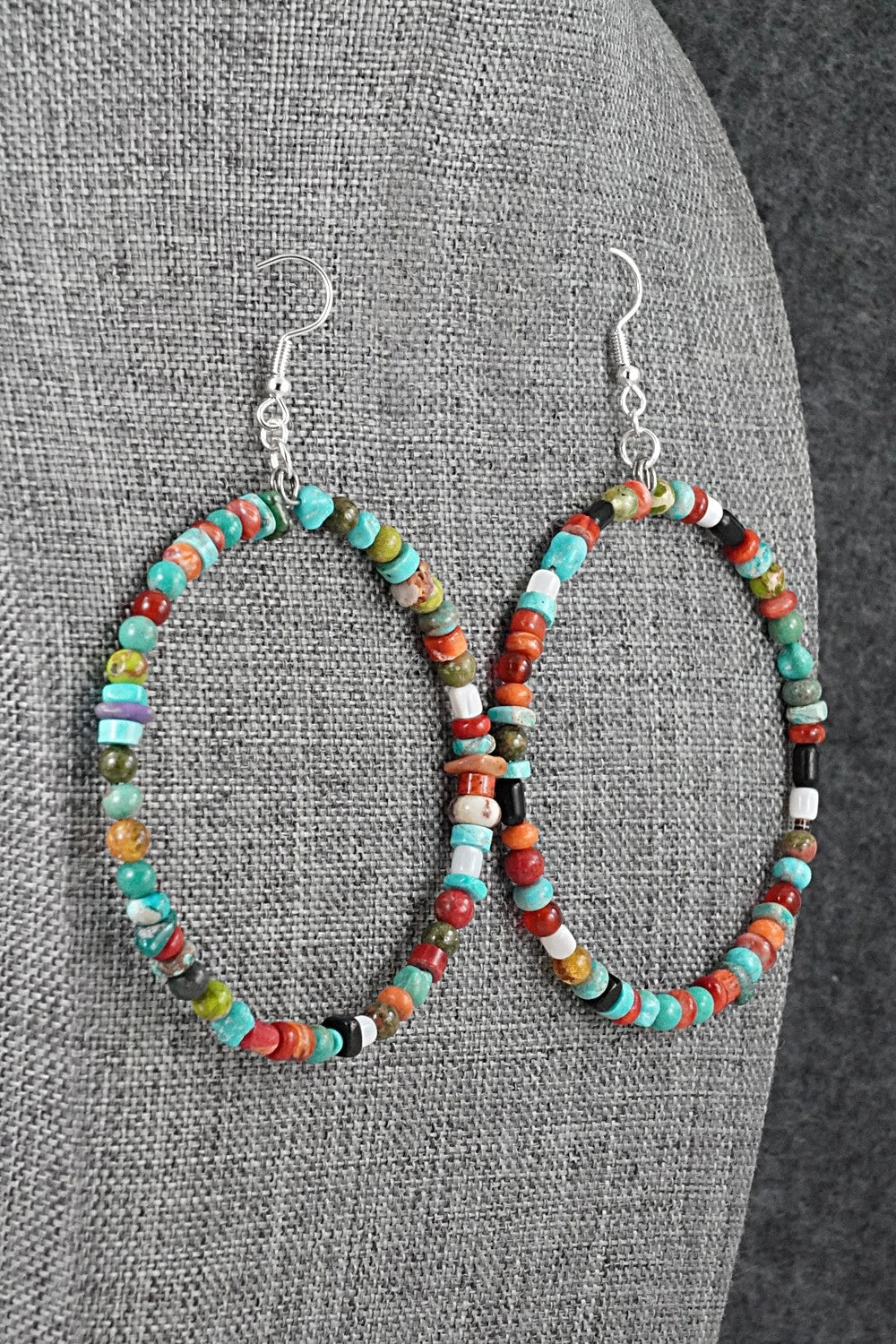 Multi-Stone & Sterling Silver Earrings - Helen Tsosie