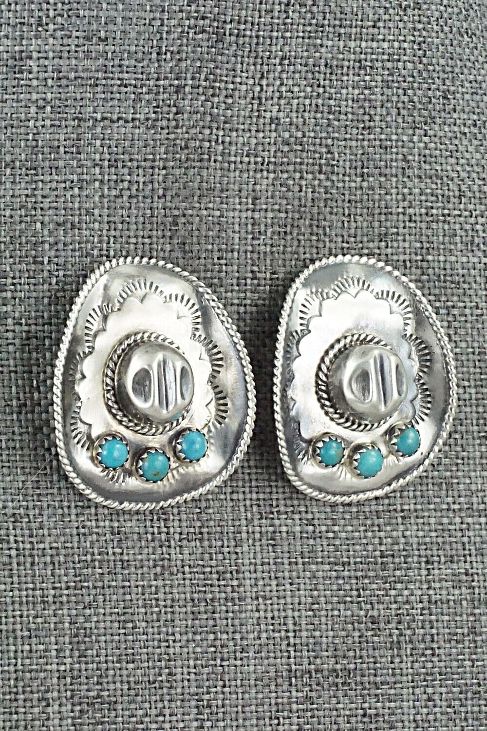 Turquoise & Sterling Silver Earrings - Bobby Platero