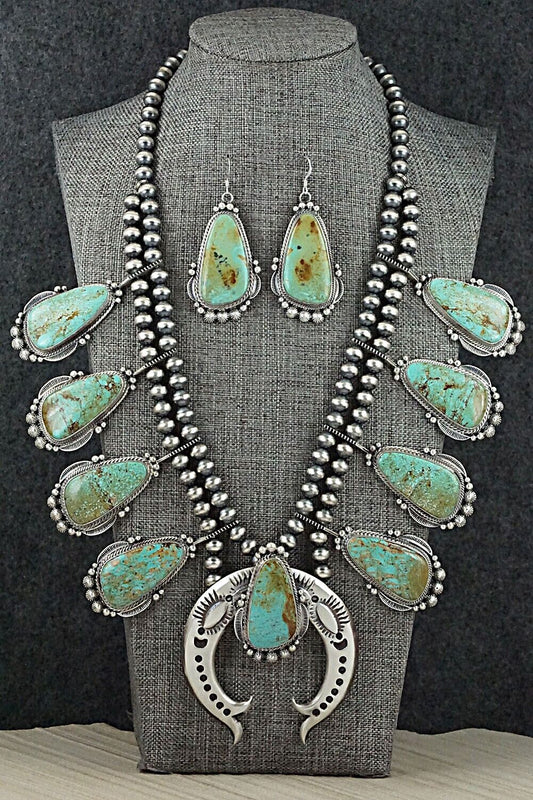 Turquoise & Sterling Silver Squash Blossom Set - Tom Lewis