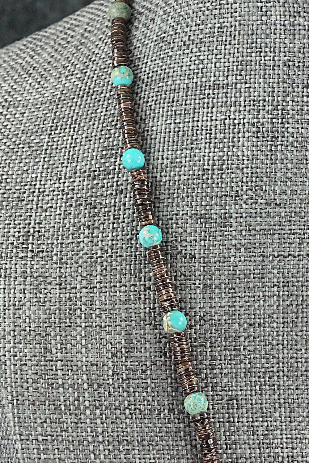 Turquoise, Shell & Sterling Silver Necklace 18" - Ramona Bird