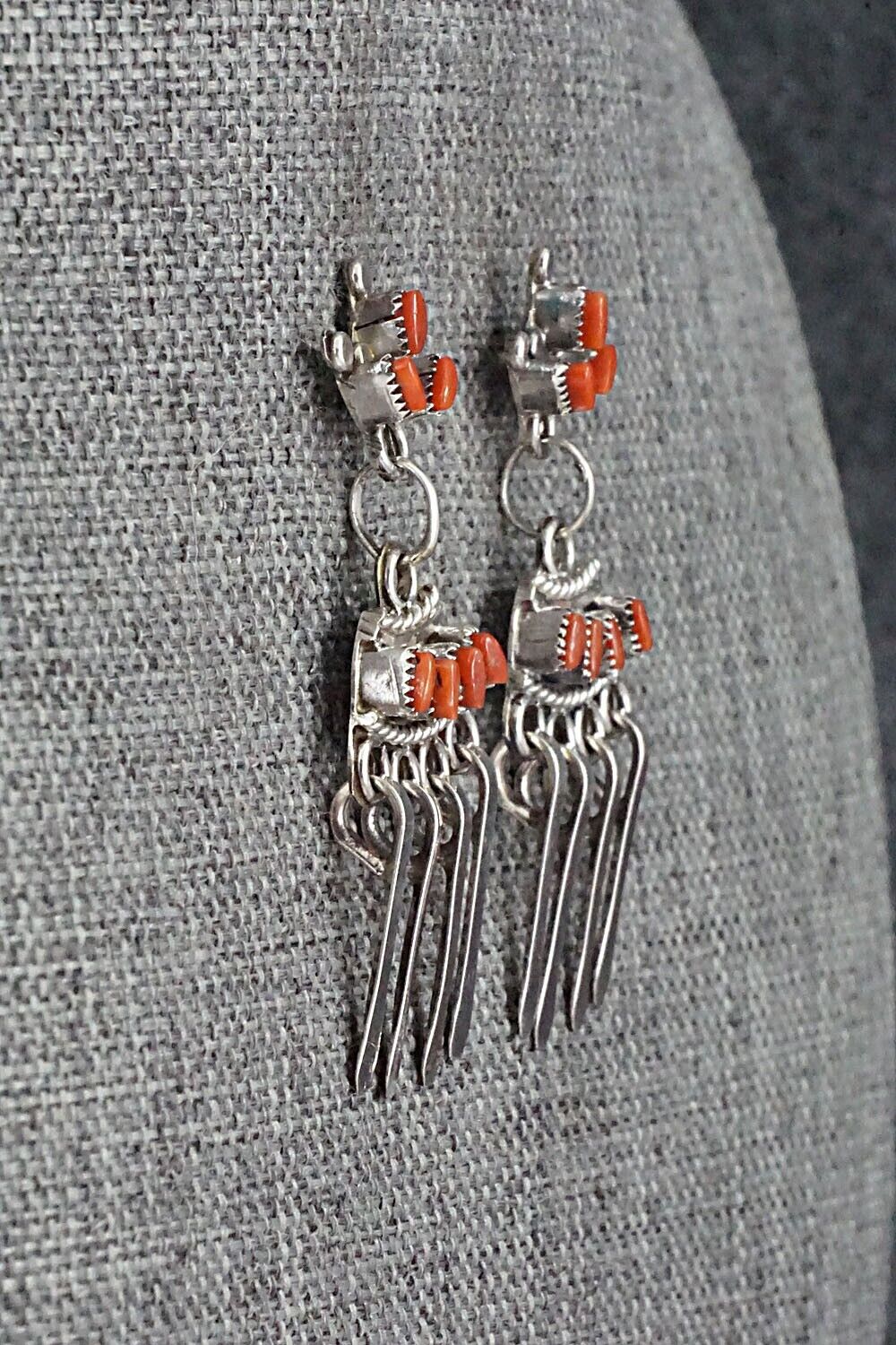 Coral & Sterling Silver Earrings - Rosa Fambrough