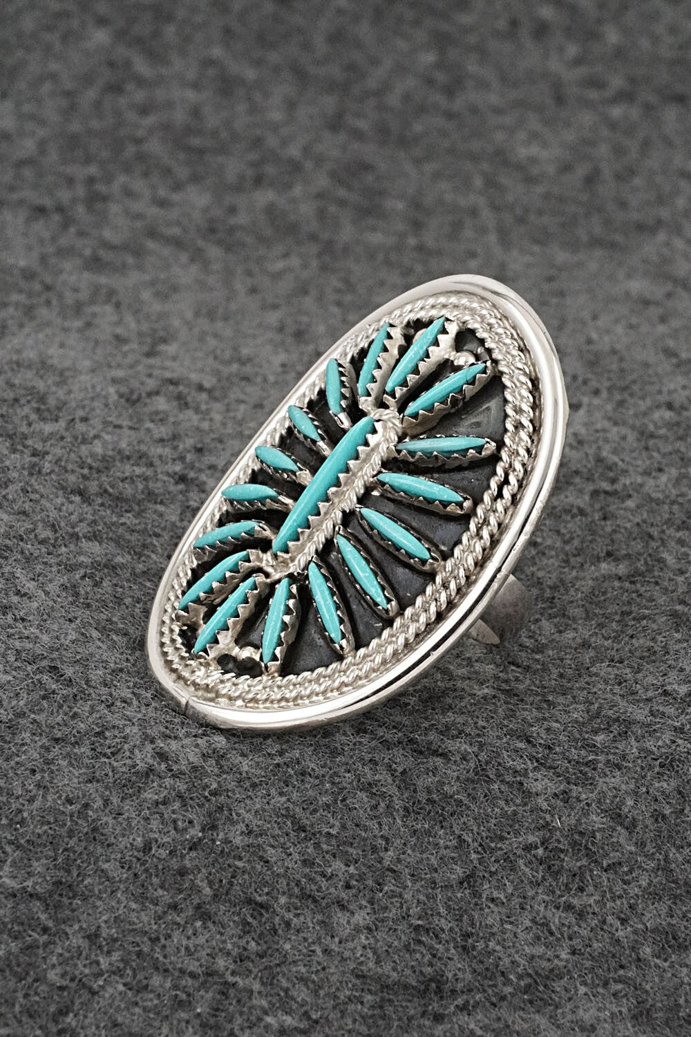 Turquoise & Sterling Silver Ring - Jack Etsate - Size 9.25
