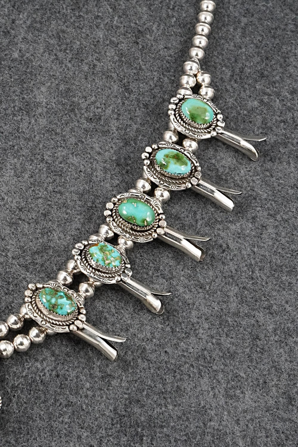 Turquoise & Sterling Silver Squash Blossom Set - Phil Nez