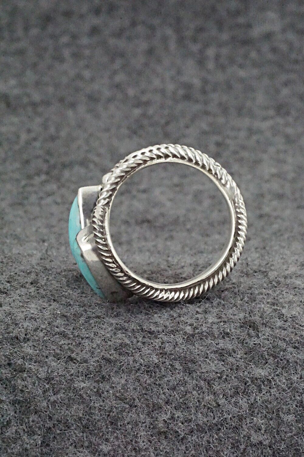 Turquoise & Sterling Silver Ring - Kenny Lonjose - Size 7.5