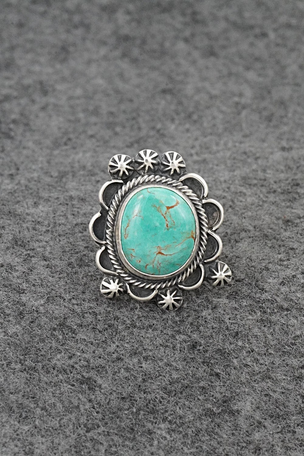 Turquoise & Sterling Silver Ring - Bobby Johnson - Size Adjustable
