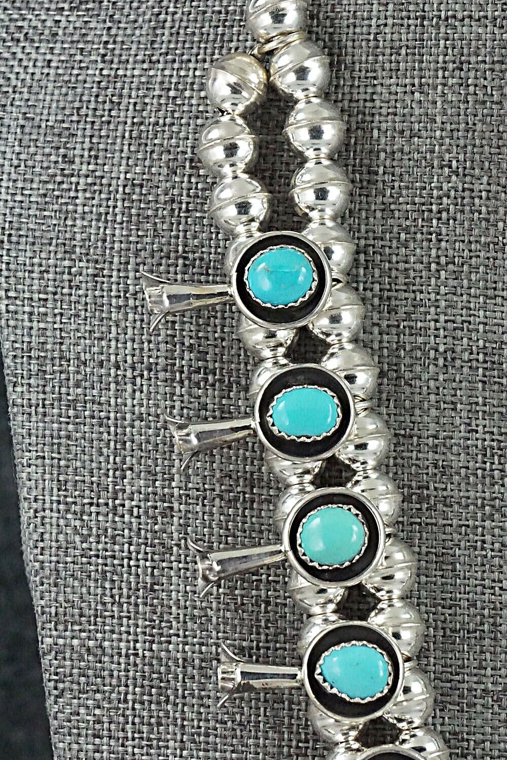 Turquoise & Sterling Silver Squash Blossom Set - Phil Garcia