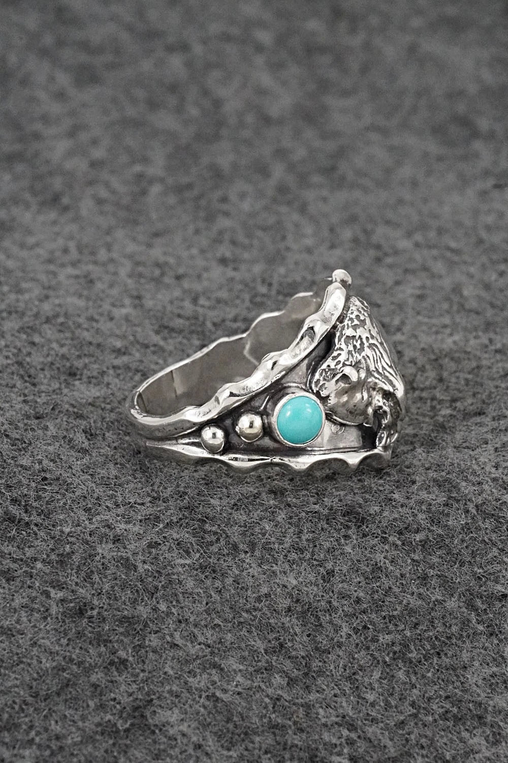 Turquoise & Sterling Silver Ring - Genevieve Francisco - Size 14